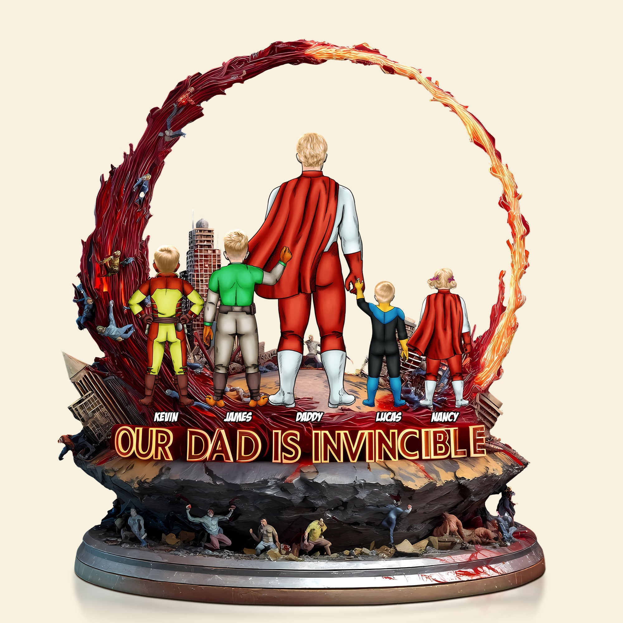 Our Dad is Invincible - Custom Super Dad Plaque | Personalized Gifts for Dad & Grandpa Shaped Plaques PopCulturePrints