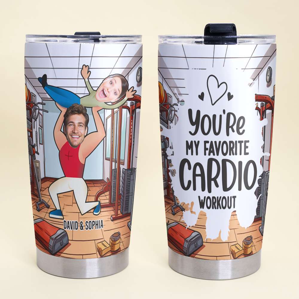 Personalized Gym Couple Tumbler - Custom Photo Gift for Fitness Lovers Tumbler Cup PopCulturePrints