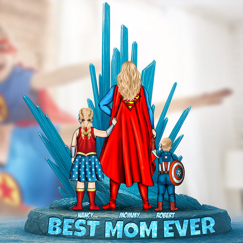 Best Mom Ever - Personalized Acrylic Plaque for Power Moms Shaped Plaques PopCulturePrints