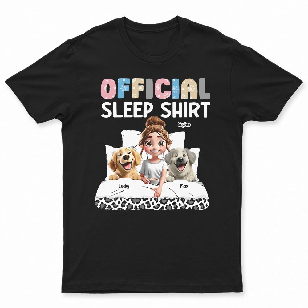 “Official Dog Mom: Because Sleep is a Must!” - Personalized Sleep Shirt - Gift for Mom, Grandma & Dog Lovers T-shirt PopCulturePrints