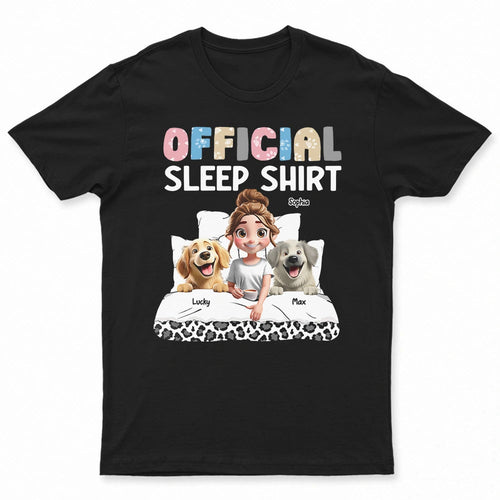 “Official Dog Mom: Because Sleep is a Must!” - Personalized Sleep Shirt - Gift for Mom, Grandma & Dog Lovers T-shirt PopCulturePrints