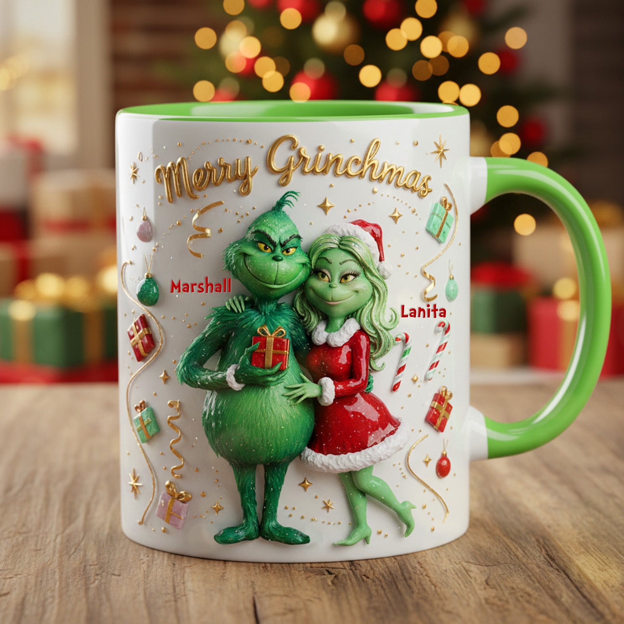"Merry Grinchmas" - Personalized Coffee Mug for Couples Coffee Mug PopCulturePrints