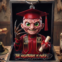 Load image into Gallery viewer, The Nightmare is Over - Personalized Horror Villain Graduate Keychain Keychains PopCulturePrints
