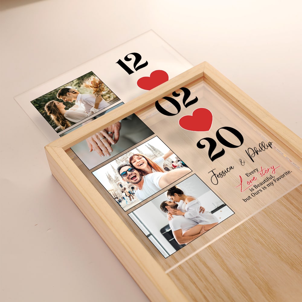 Personalized Love Story Light Box Photo Frame for Couples PopCulturePrints