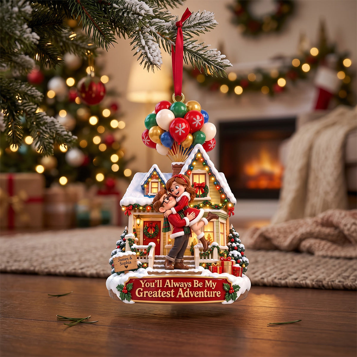“You’ll Always Be My Greatest Adventure” - Personalized Romantic Couple Christmas Ornament - Perfect Gift for Couples, Friends, and Family