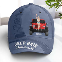 Load image into Gallery viewer, Personalized Jeep Hair Don&#39;t Care Cap - Customizable Name and Jeep Design
