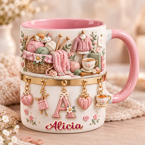 “For the Love of Knitting” – Personalized Knitting Lovers Coffee Mug – Perfect Gift for Craft Enthusiasts, Friends, and Family Coffee Mug PopCulturePrints