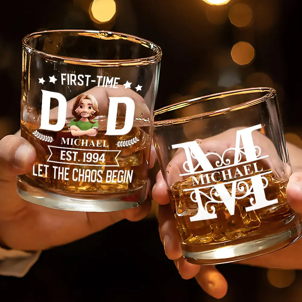 "Cheers to First-Time Dads!" - Personalized Whiskey Glass for New Dads Whiskey Glass PopCulturePrints