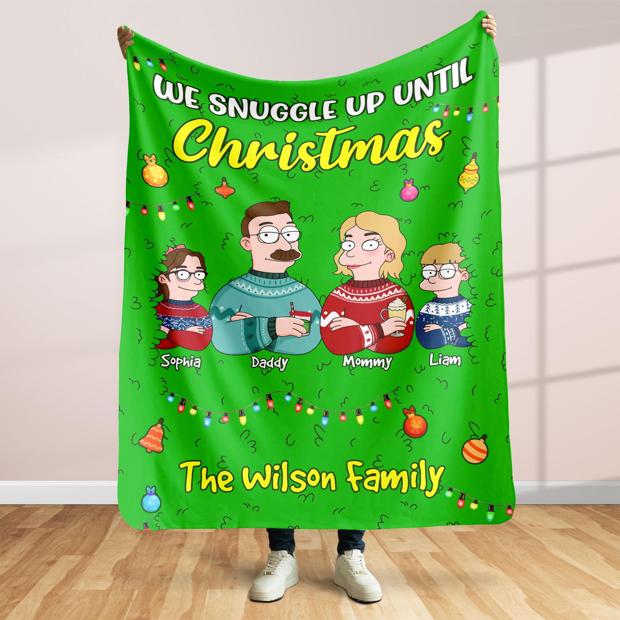 Personalized Family Christmas Snuggle Blanket Blanket PopCulturePrints