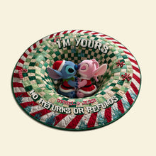 Load image into Gallery viewer, I'm Yours - Kissing Alien Couple Round Mat - Personalized Christmas Gift for Couples Doormat PopCulturePrints

