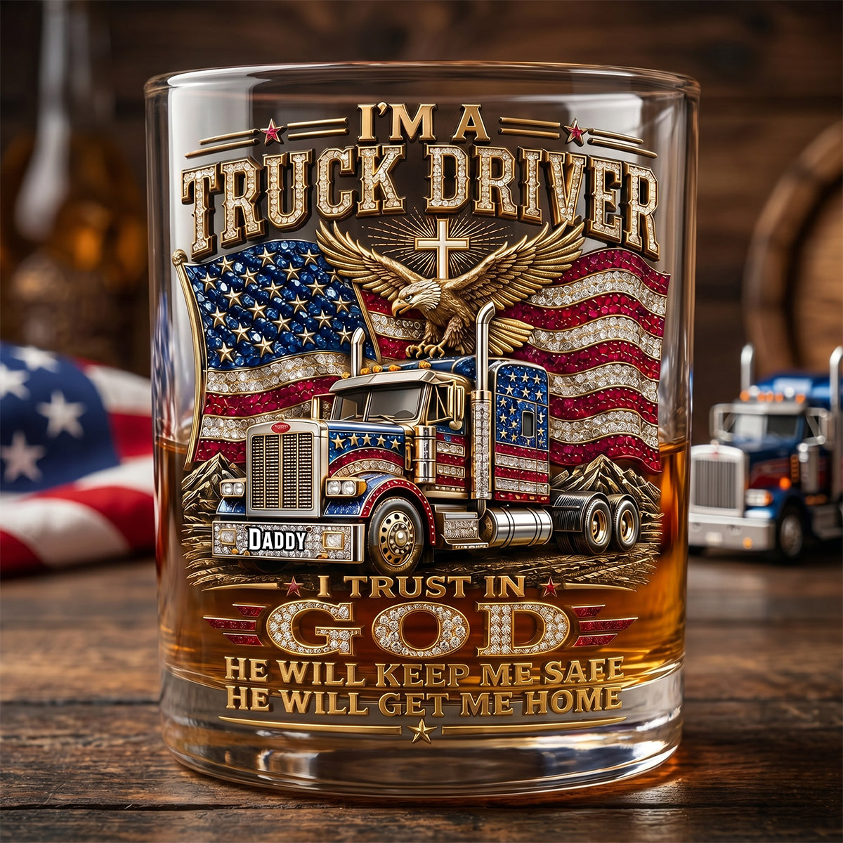 I'm a Truck Driver - Personalized Round Glass for Dad - Unique Father's Day Gift for Christian Truck Drivers Glass PopCulturePrints