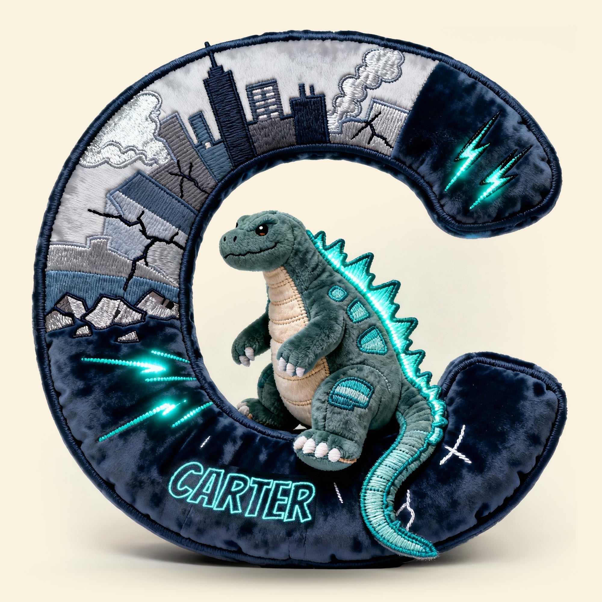 “Bring Imagination to Life” - Roaring Dino Alphabet Letter Pillow - Personalized Gift for Kids Pillow PopCulturePrints