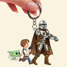Load image into Gallery viewer, “The Force Is Strong with Our Family” - Strong Dad and Kids Acrylic Keychain - Personalized Gift for Dad, Grandpa, and Kids Keychains PopCulturePrints
