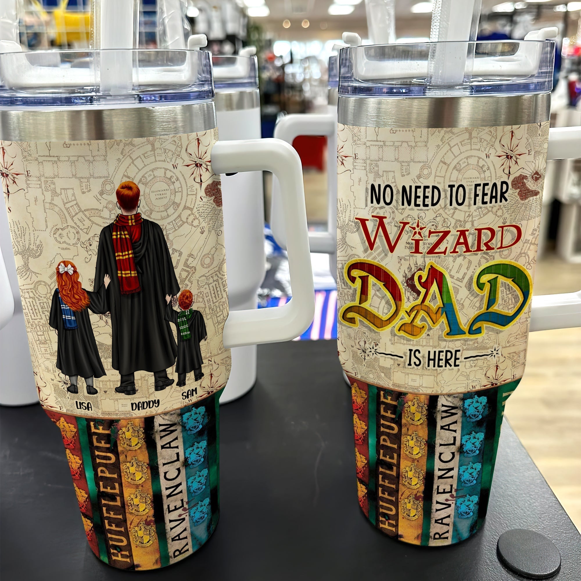 Personalized Wizard Dad Travel Mug - Custom Harry Potter Family Design