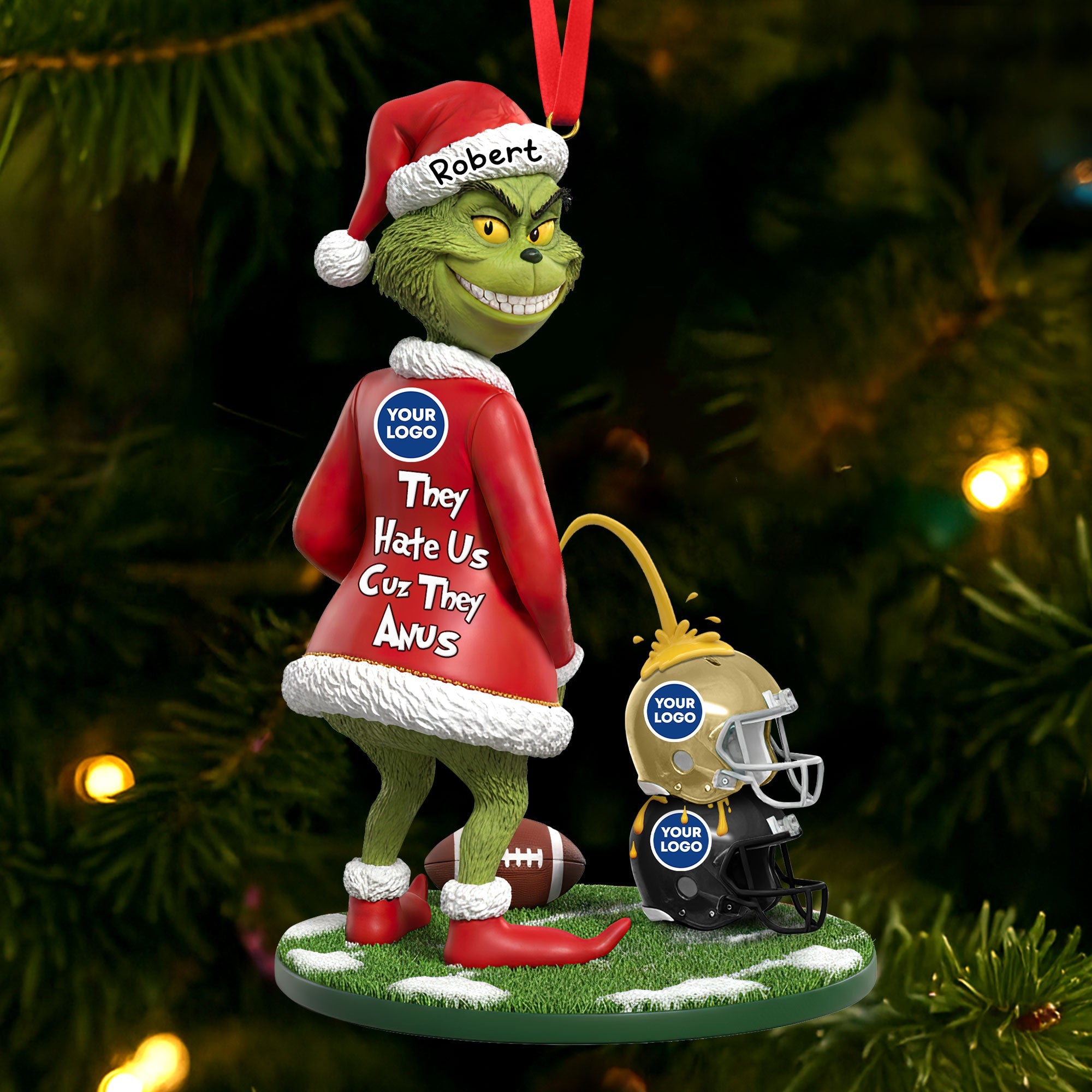 “They Hate Us Cuz They Anus” - Funny Green Monster Ornament - Personalized Custom Gift for Sport Lovers Ornament PopCulturePrints