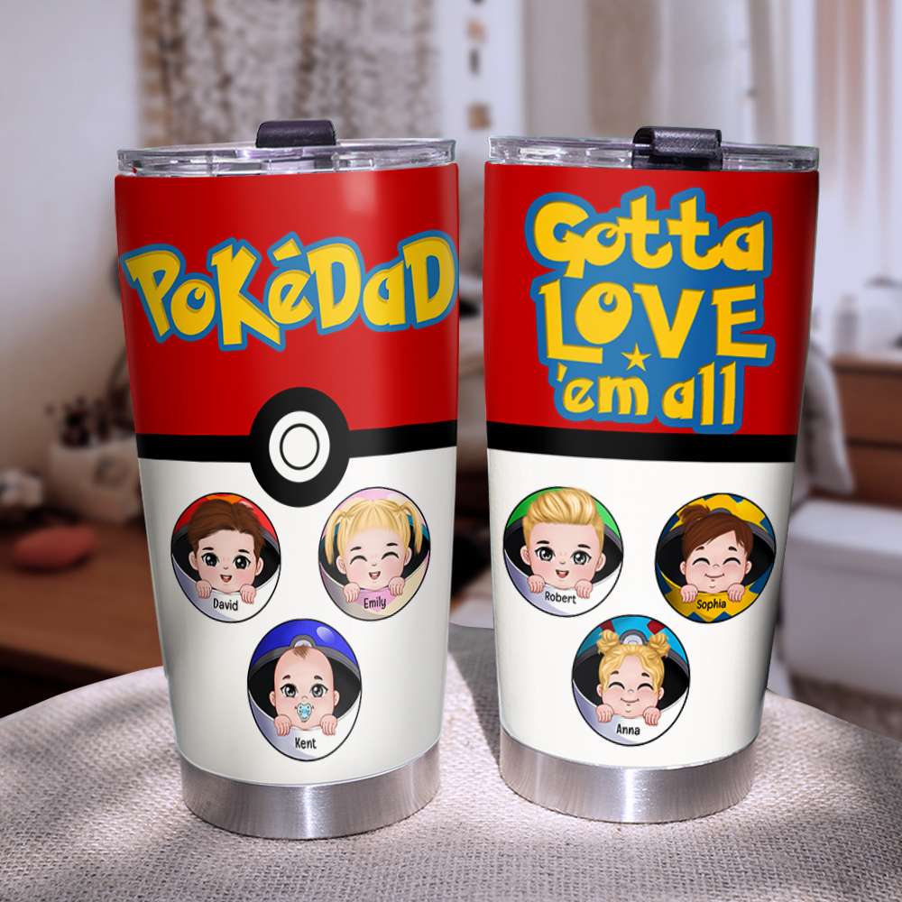 Personalized PokéDad Tumbler - Gotta Love 'Em All