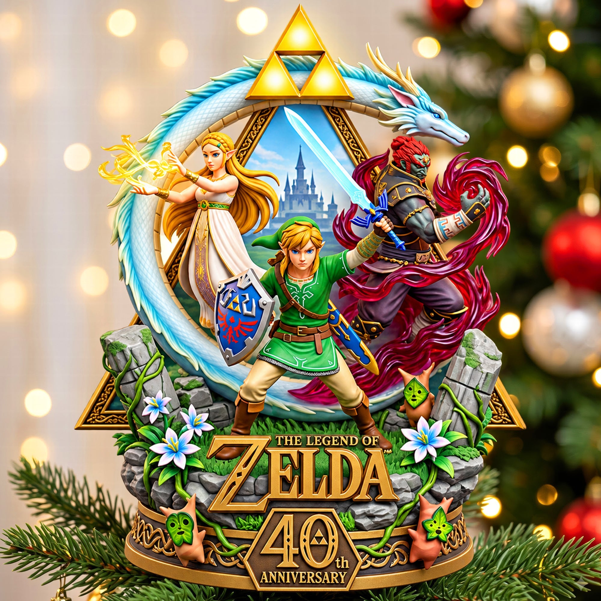 Celebrate 40 Years of Adventure - Personalized Acrylic Christmas Tree Topper for Gamers Ornament PopCulturePrints