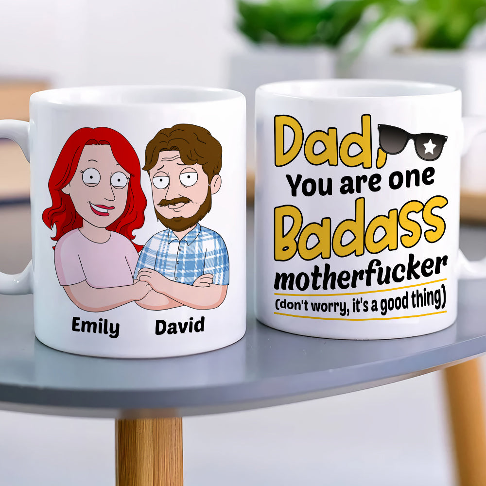 Funny Personalized Dad Mug - Badass Father Design Coffee Mug PopCulturePrints