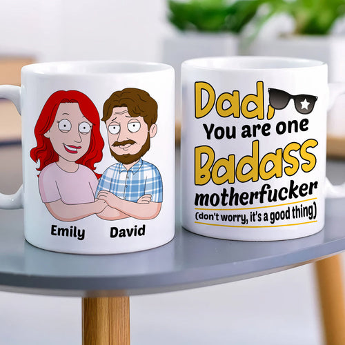 Funny Personalized Dad Mug - Badass Father Design Coffee Mug PopCulturePrints