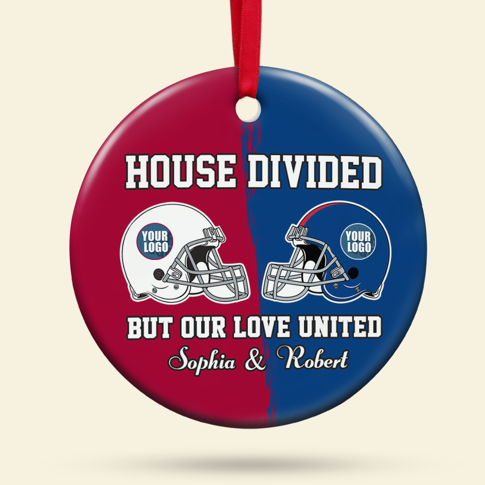 Custom Football Couple Ornament | House Divided, Love United - Valentine's Day Gifts Ornament PopCulturePrints