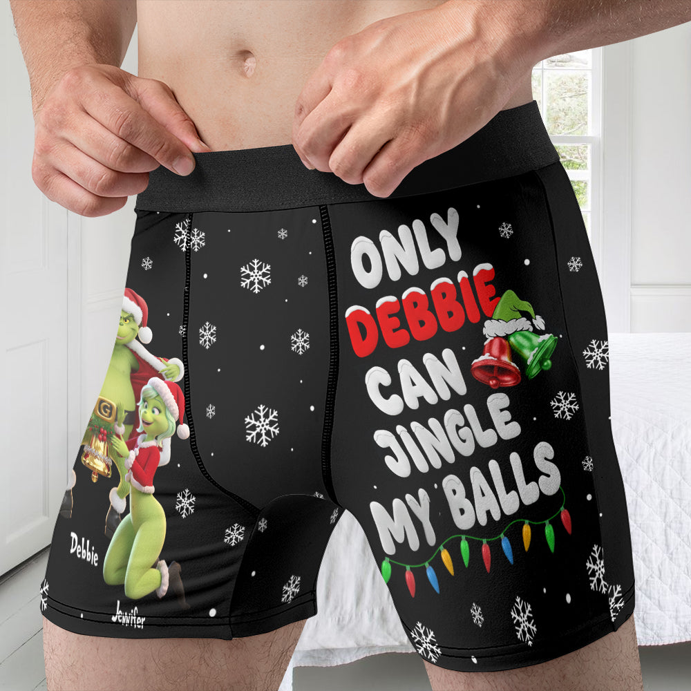 Only Debbie Can Jingle My Balls - Naughty Couple Men's Boxers - Personalized Christmas Gifts Boxer Briefs PopCulturePrints