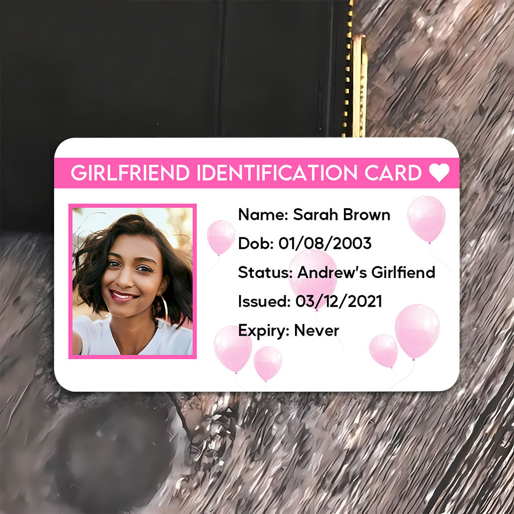 Personalized Boyfriend Identification Card Gift Wallet Card PopCulturePrints