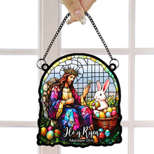 Load image into Gallery viewer, He is Risen Easter Suncatcher Ornament - Meaningful Gift Suncatcher PopCulturePrints
