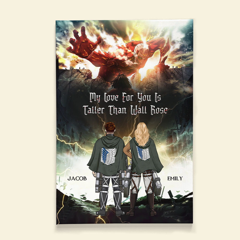 Personalized Canvas Print - My Love for You is Taller Than Wall Rose Poster & Canvas PopCulturePrints