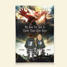 Load image into Gallery viewer, Personalized Canvas Print - My Love for You is Taller Than Wall Rose Poster &amp; Canvas PopCulturePrints
