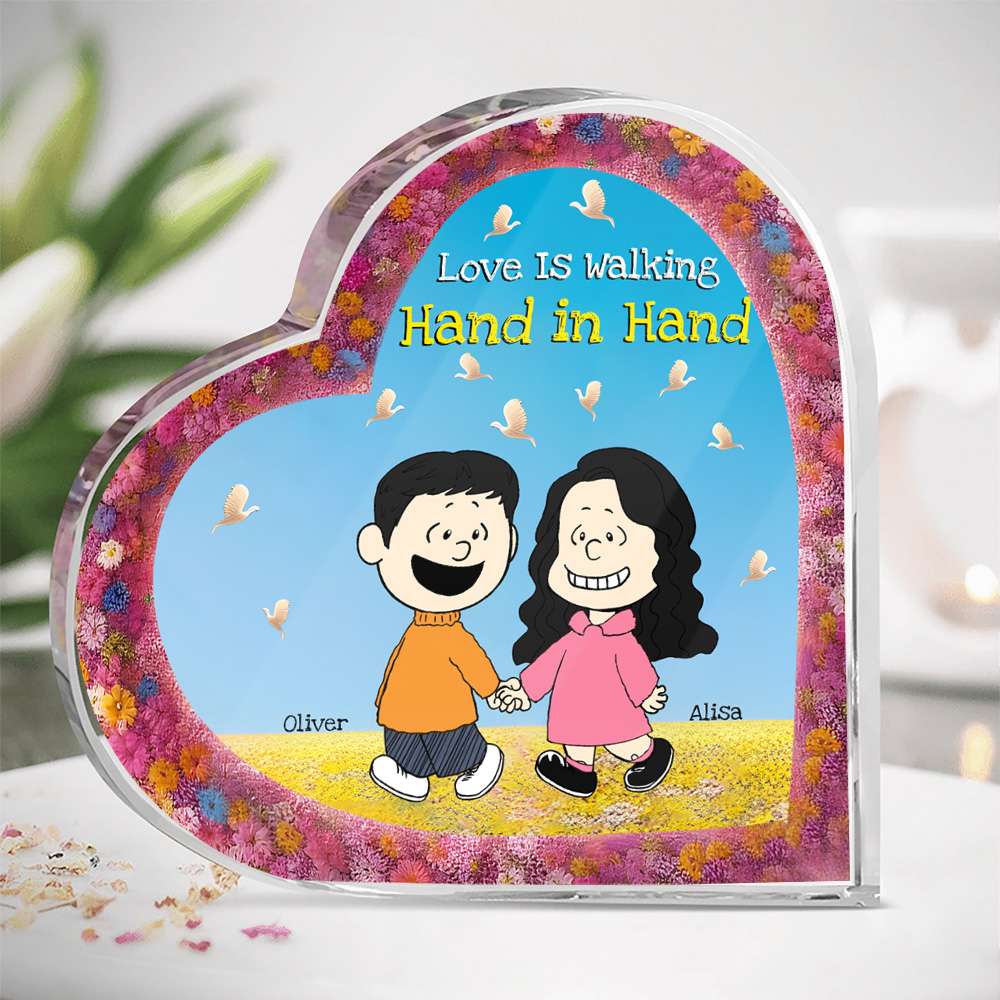 Personalized Heart Plaque for Couples - Love Hand in Hand Shaped Plaques PopCulturePrints