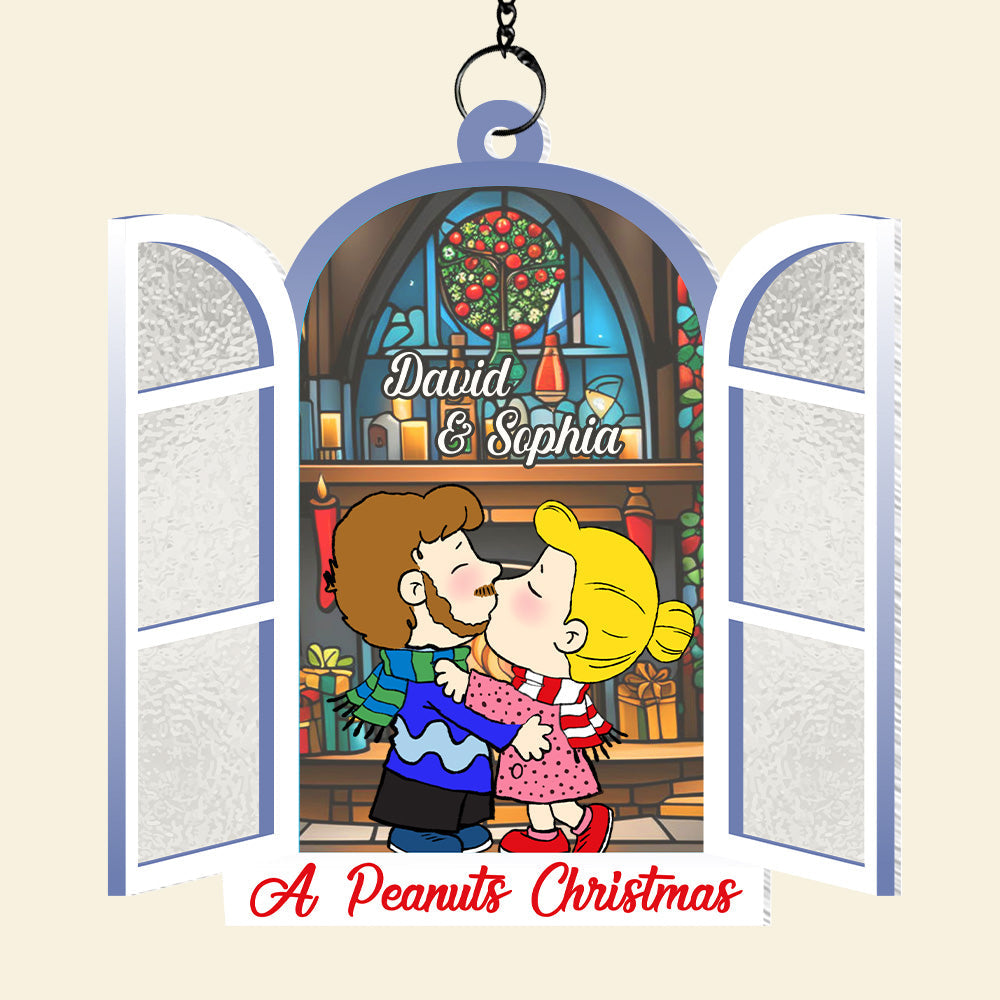 Custom Cartoon Couple Christmas Suncatcher - Perfect Valentine's Day Gifts Ornament PopCulturePrints