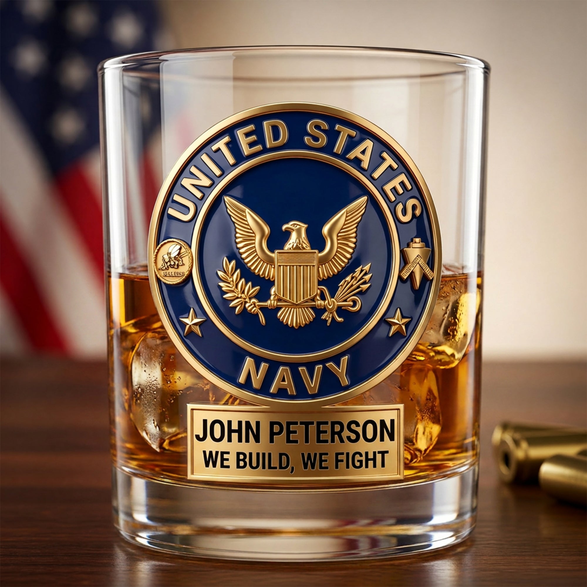 Honor Your Service - Custom Military Insignia Drinking Glass - Personalized Gifts for Veterans Glass PopCulturePrints