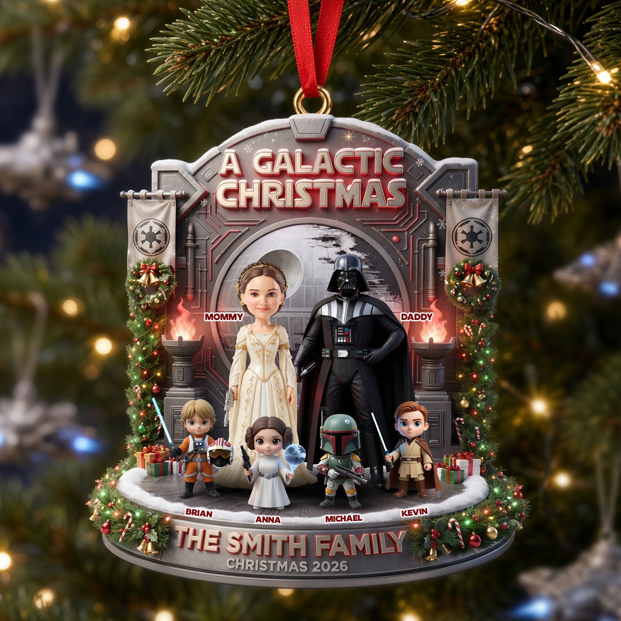 A Galactic Christmas Adventure - Personalized Acrylic Ornament for Family