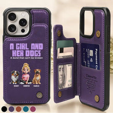 Load image into Gallery viewer, A Girl And Her Dogs - Personalized Leather Flip Wallet Phone Case - A gift that celebrates the bond between a girl and her dogs Leather Flip Wallet Phone Case PopCulturePrints
