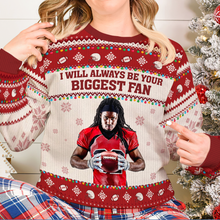 Load image into Gallery viewer, Personalized Football Fan Ugly Sweater - Custom Photo Gift
