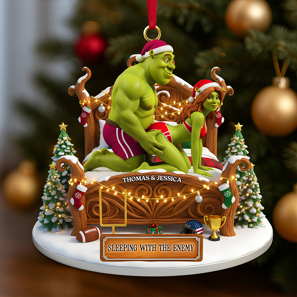 “Sleeping with the Enemy” - Funny Couple Tree Ornament, Personalized Christmas Gift for Couples Ornament PopCulturePrints