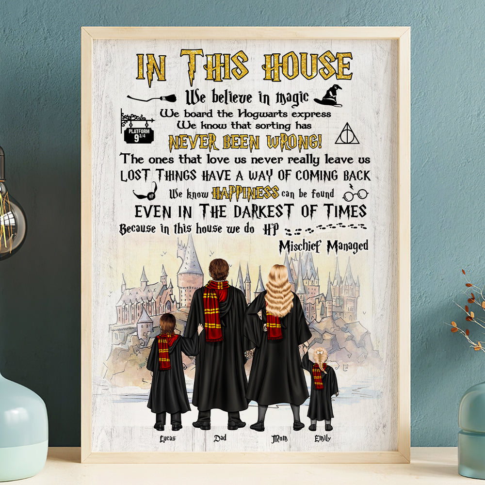 Personalized Harry Potter Family Print - In This House We Believe in Magic