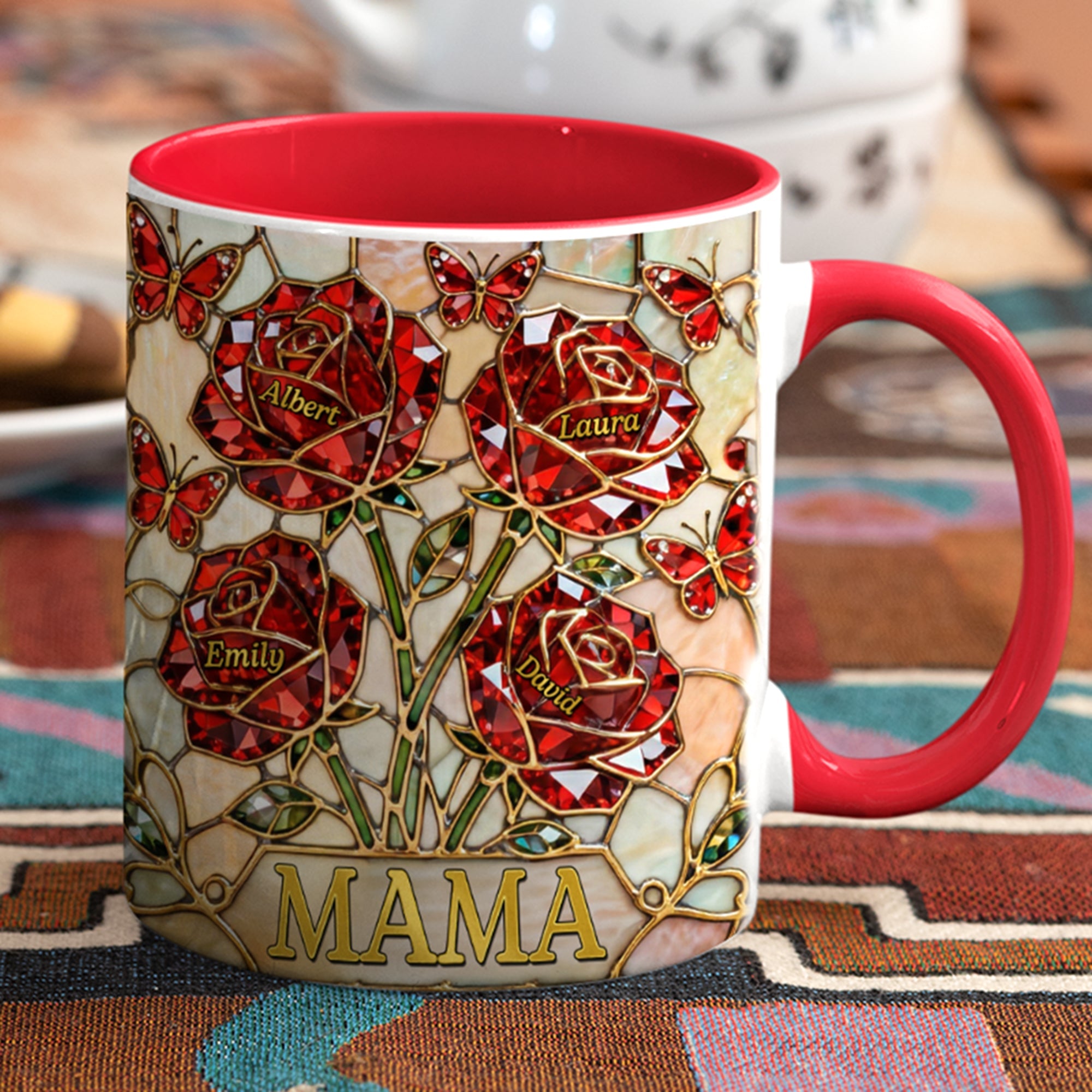 "Cherish Every Sip with Personalized Love" - Roses Mom And Kids Coffee Mug - Custom Gift for Mom, Grandma, and Loved Ones Coffee Mug PopCulturePrints