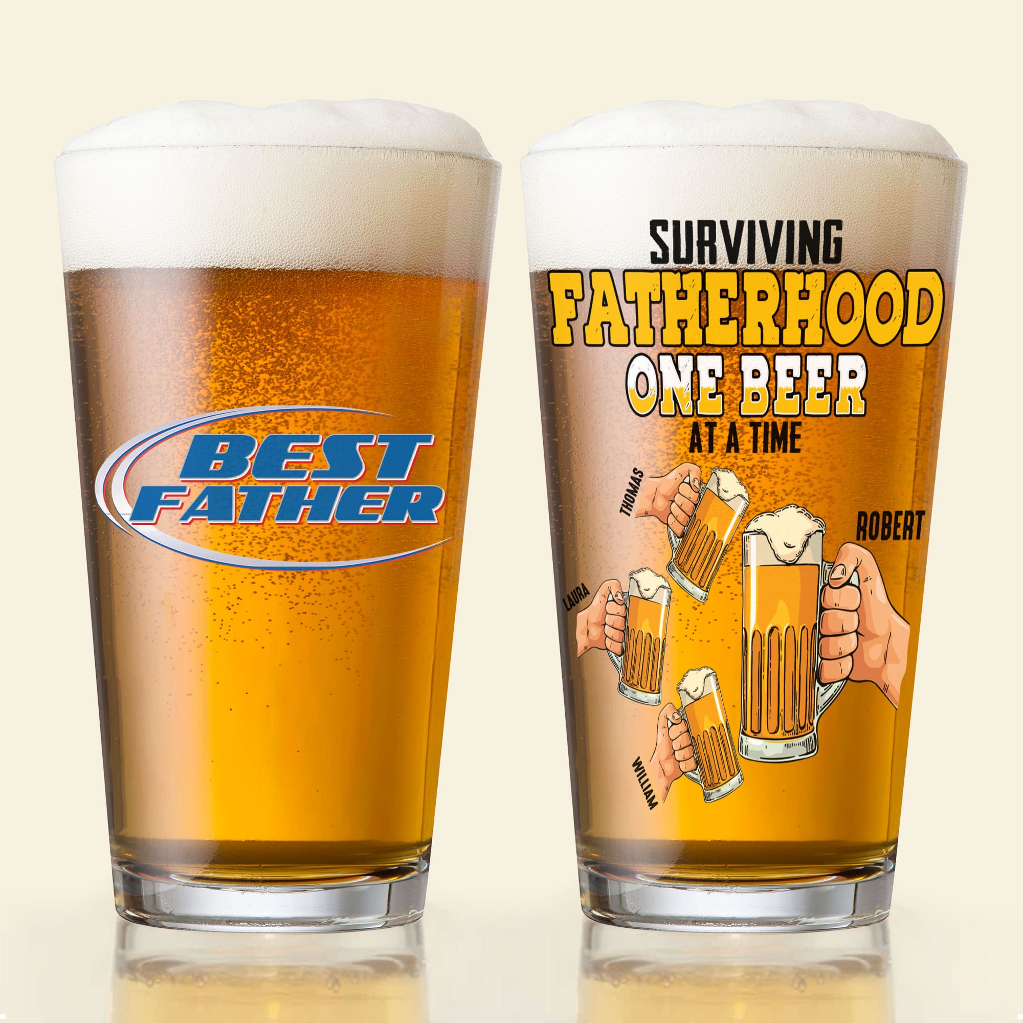 Personalized Beer Glasses for Dad - Best Father Gift Set Beer Glasses PopCulturePrints