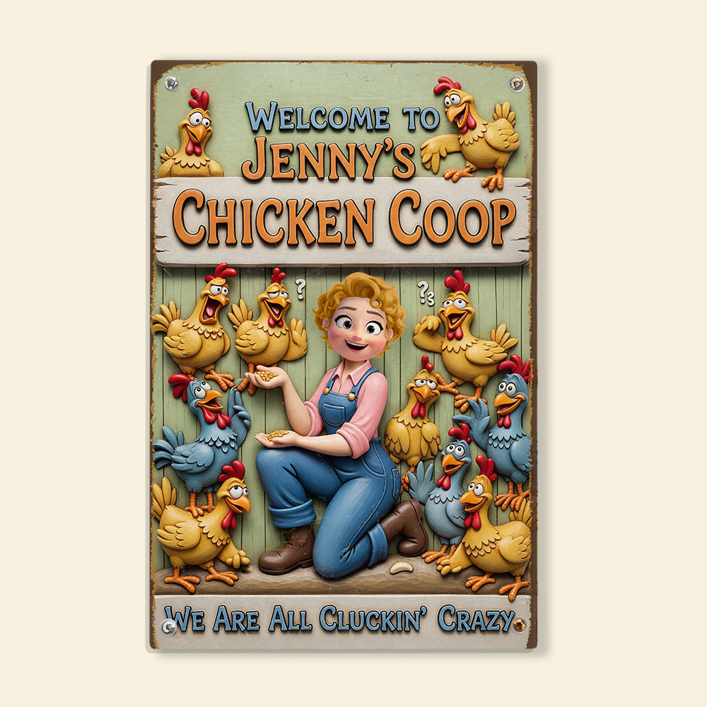 Welcome to Jenny's Chicken Coop - Personalized Metal Sign for Farm Girls Metal Signs PopCulturePrints