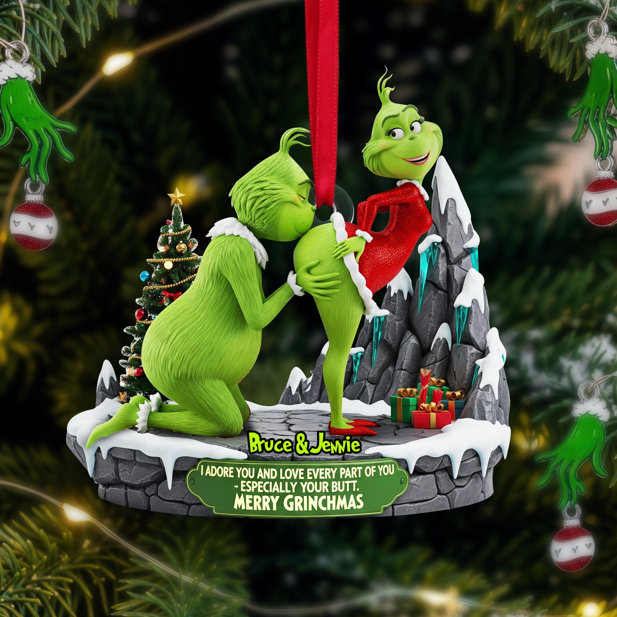 I Adore You - Naughty Green Couple Ornament - Personalized Gift for Couples Ornament PopCulturePrints