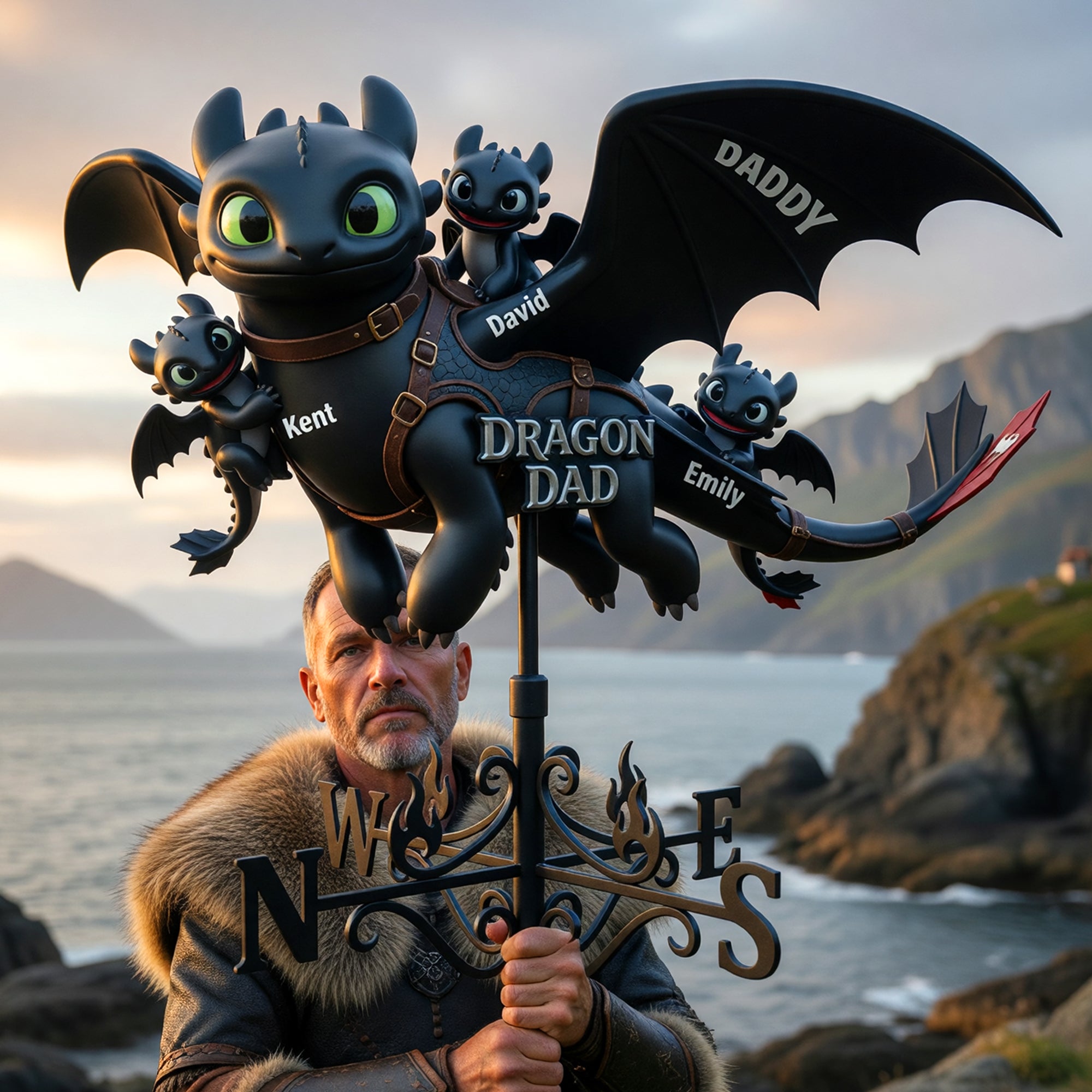 “Soar High with Love!” - Guardian Of The Mystic Skies Metal Weather Vane - Personalized Gifts For Dads, Grandpas, and More Metal Signs PopCulturePrints