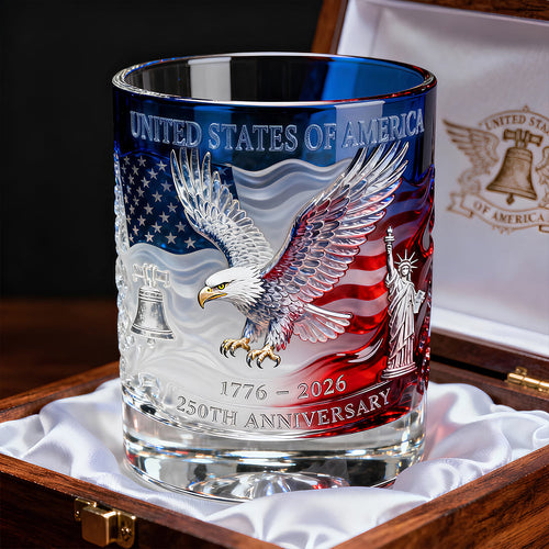 Patriotic Appreciation - Proud Anniversary Round Glass | Personalized Gift for Loved Ones Glass PopCulturePrints