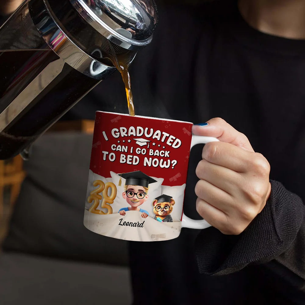 I Graduated, Can I Go Back To Bed Now? - Personalized White Edge-to-Edge Mug - Gift for Graduates, Moms, and Grandmas Mug PopCulturePrints