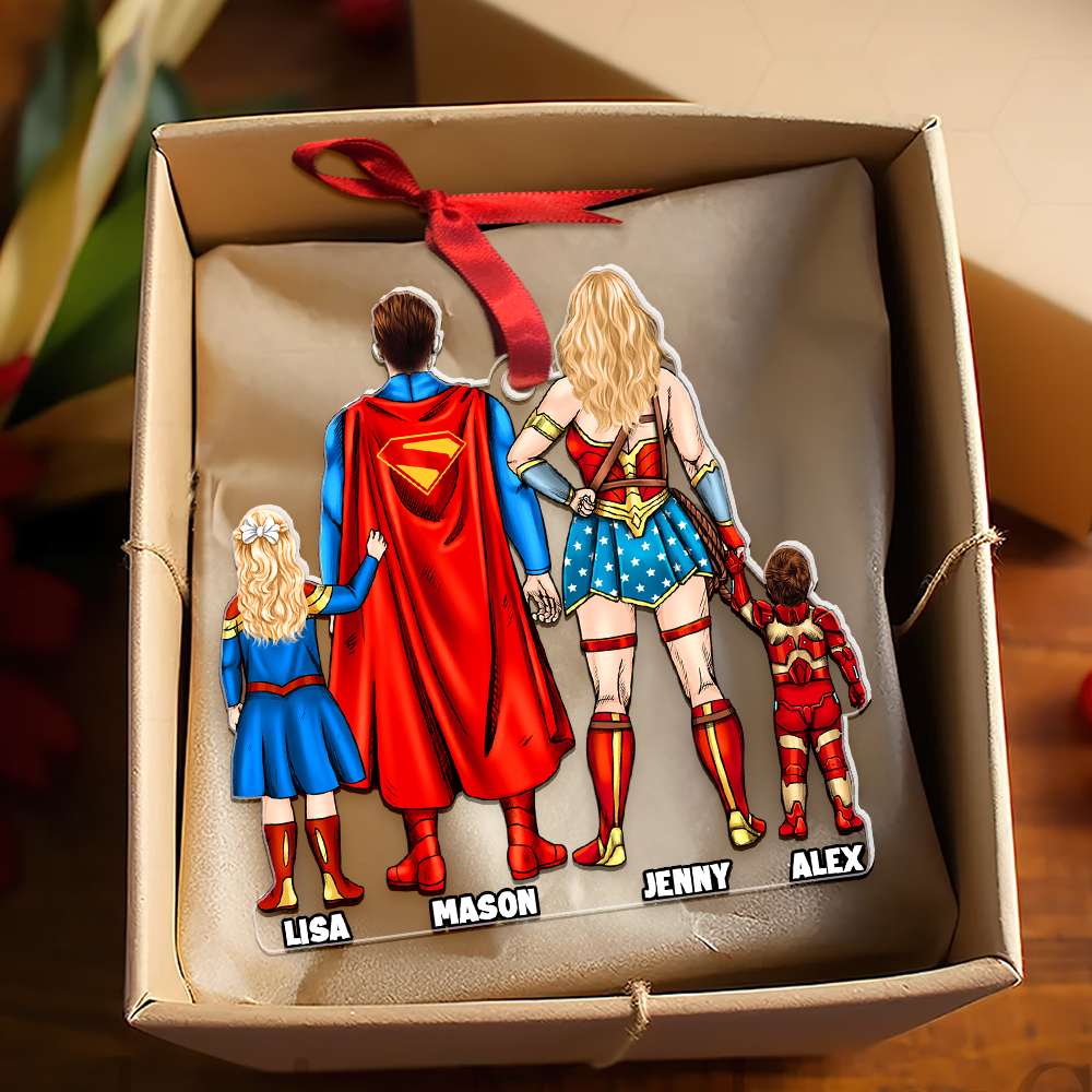 Personalized Superhero Family Christmas Ornament