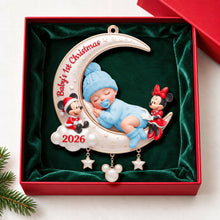Load image into Gallery viewer, Baby's 1st Christmas - Personalized 2026 Ornament with Mickey &amp; Minnie - Perfect Gift for Newborns
