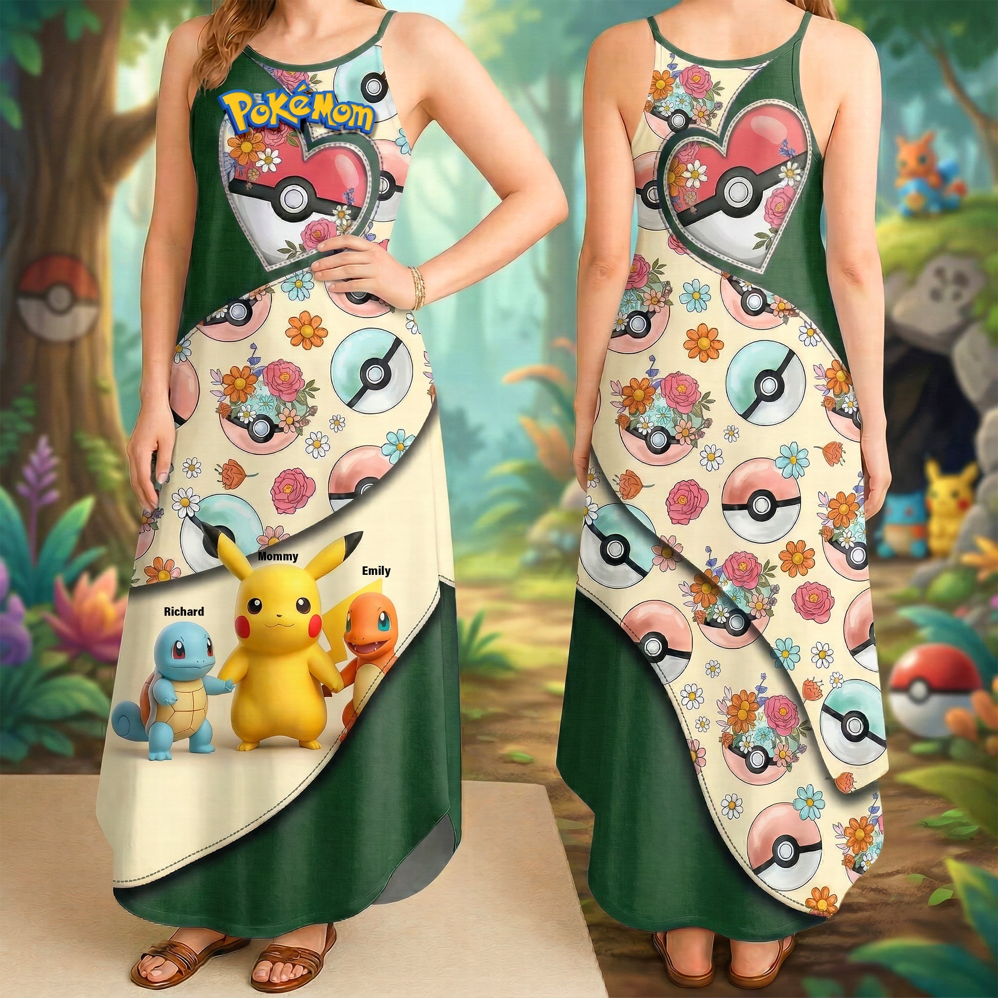 “For the Ultimate Pokémon Mom!” - Mom Of Pocket Creature Maxi Dress - Personalized Gifts For Mom Dress PopCulturePrints