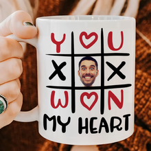 Load image into Gallery viewer, Personalized Tic Tac Toe Mug for Couples - You Won My Heart Coffee Mug PopCulturePrints

