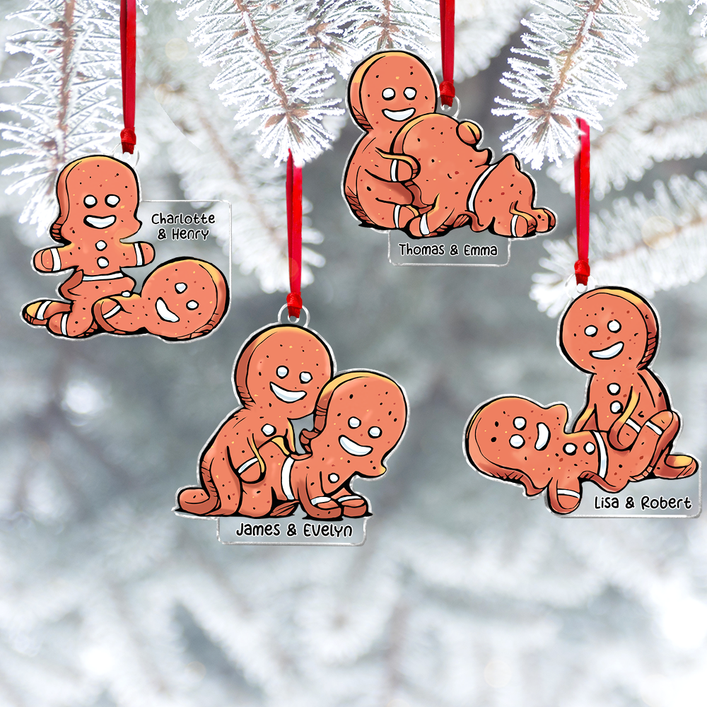 Personalized Naughty Gingerbread Couple Ornament | Christmas Humor | Valentine's Day Gifts Ornament PopCulturePrints