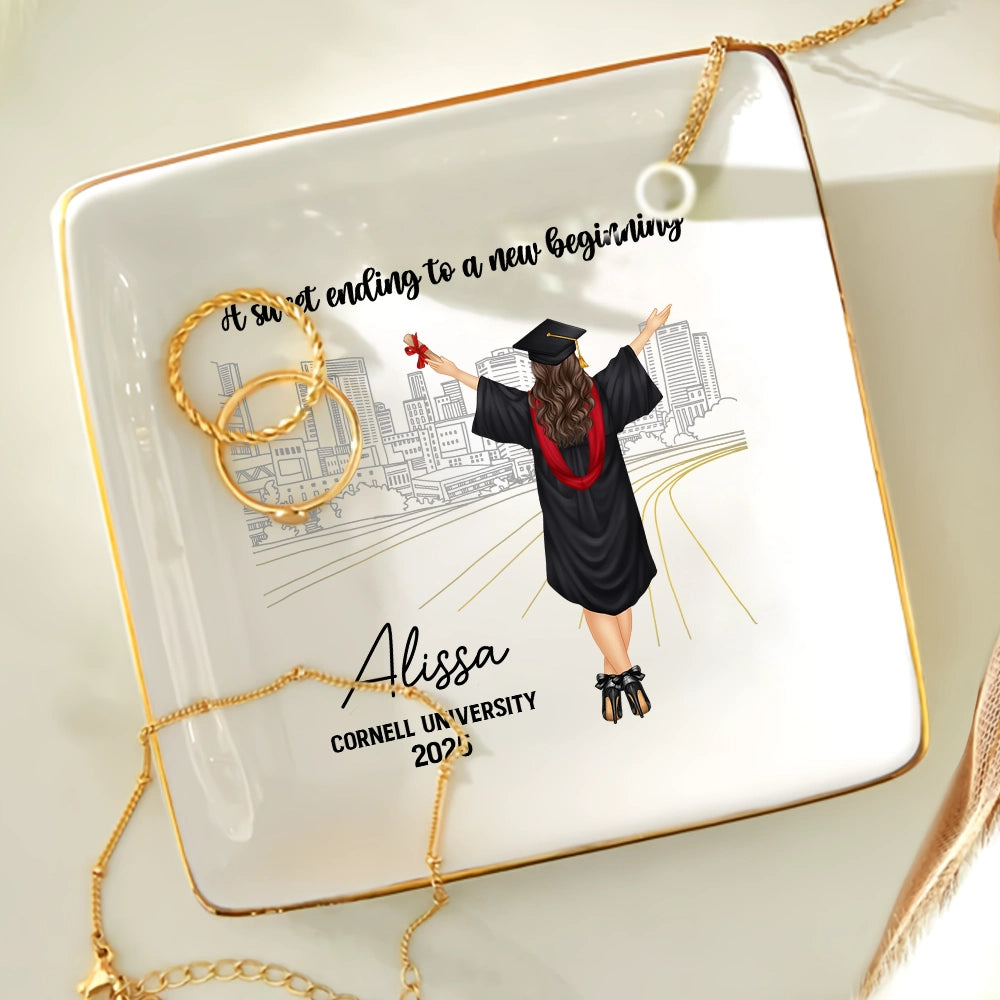 A Sweet Ending To A New Beginning - Personalized Ring Dish Ring Dish PopCulturePrints